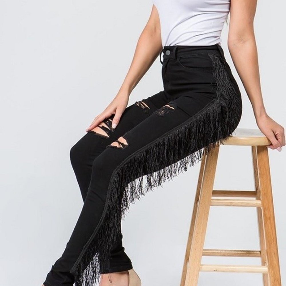 Black Fringzy Pants
